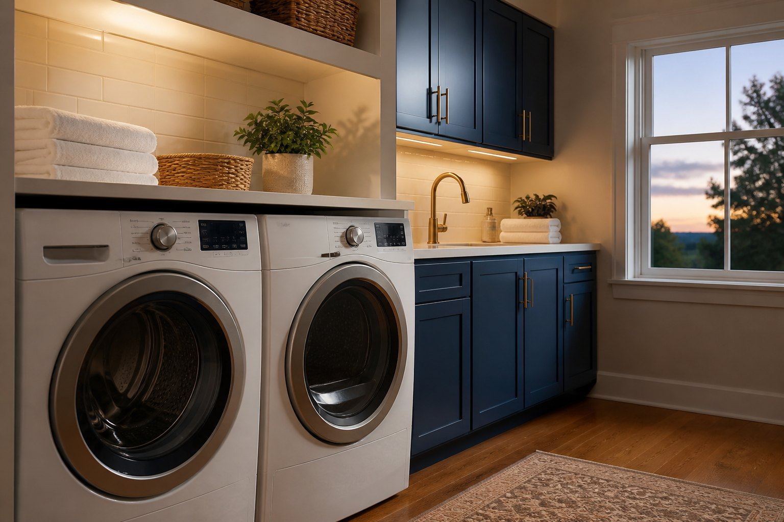 Maytag laundry appliances restored in a home laundry room